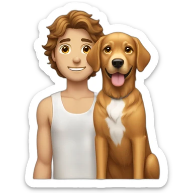 brown haired guy with golden retriever sticker