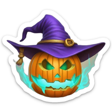 jack-o-lantern wearing wizard hat sticker