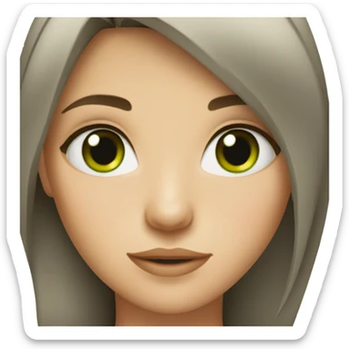 Girl with brunette middle cut and green eyes  sticker