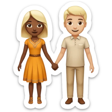 Indian man and blonde woman holding hands sticker