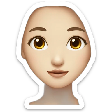 Korean girl with long hair and brown eyes and freckle on right cheek sticker