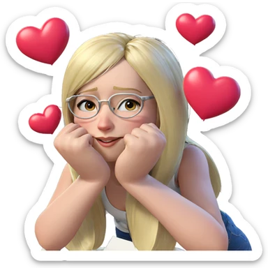 blonde girl with heart glasses sticker