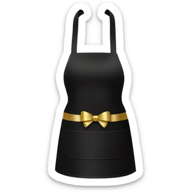 Black apron with gold bow sticker