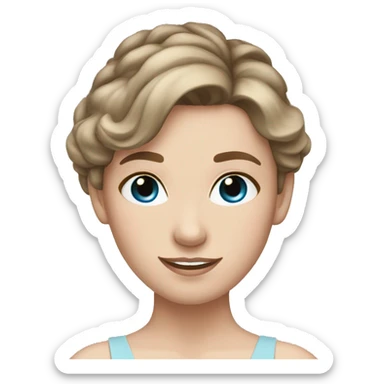 Ballerina fair skin brown hair blue eyes  sticker