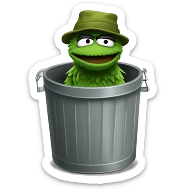 Thug-Life Gangster-style Hood-version of Oscar the Grouch:
A grumpy, green creature living in a trash can, Oscar loves being grouchy and messy. His sarcastic wit and dislike for anything cheerful make him humorously endearing. sticker