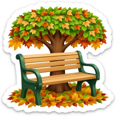 Park bench + leaves sticker