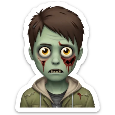 zombie, emo guy, with dark circles under his eyes and brown hair sticker