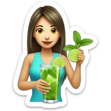 argentine girl with magnifying-glass drinking mojito sticker