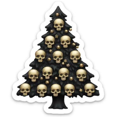 Black Christmas tree with skulls sticker