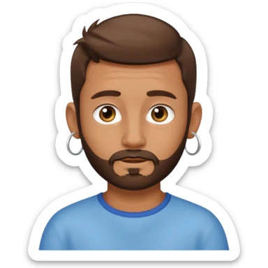 Boy with tanned skin, short brown hair, a sparse beard, and hoop earrings in his ears sticker