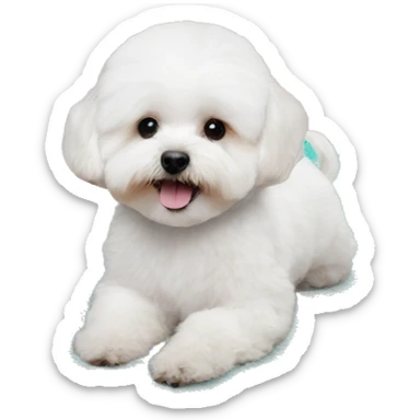 White maltipoo yoga mat sticker