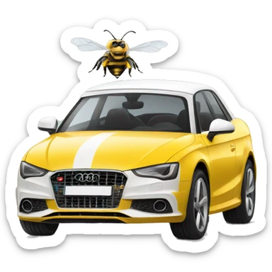 bee driving white Audi  sticker