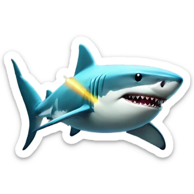 shark firing rainbow lasers sticker
