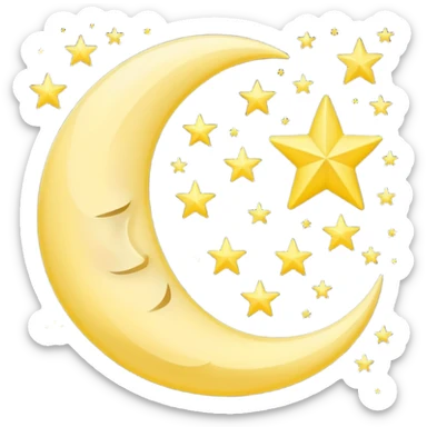 crescent moon with 3 stars around it sticker