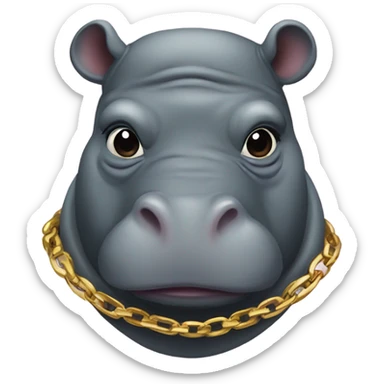 Hippo with hoodie and gold chain sticker