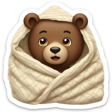 A bear in a cozy blanket  sticker