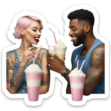Photo model tattooed couple drinking milkshakes sticker