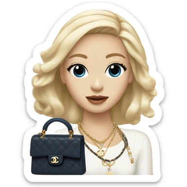 Blonde Chanel blue eyes Asian Girl with Birkin bag and Chanel necklace sticker