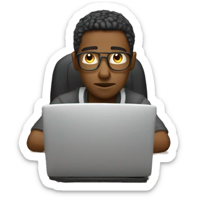 a very tired programmer working at his desk sticker