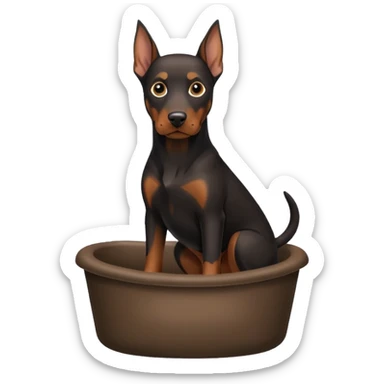 Doberman going potty sticker