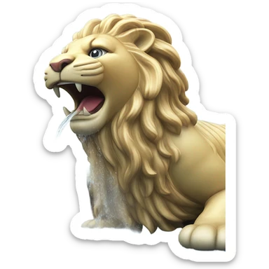 A majestic Merlion statue with a lion’s head and fish body, spouting a powerful stream of water from its mouth. sticker