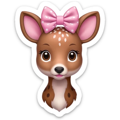 Doe with a pink bow sticker