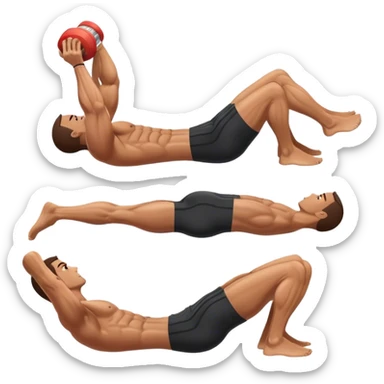 side-view of guy doing decline abdominal Crunches with sixpack sticker