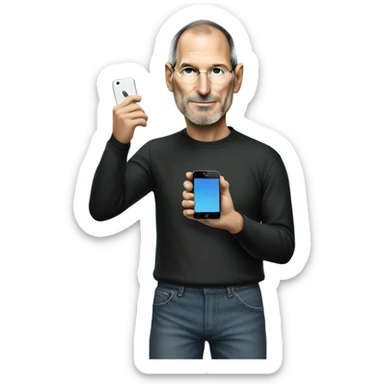 Steve Jobs with an iPhone sticker
