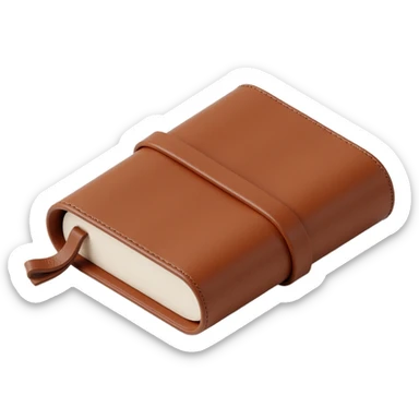 leather-bound notebook with stitching, skeuomorphism icon style sticker