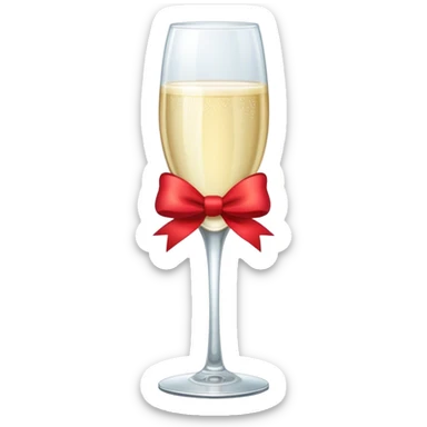 Champagne glass with red bow  sticker