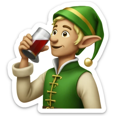 Elf drinking alcohol sticker