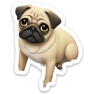 Pug in a flower bed sticker