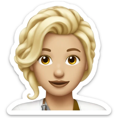 Blonde hairstylist painting hair  sticker