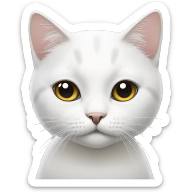 White cat with 2 black spot on her face sticker