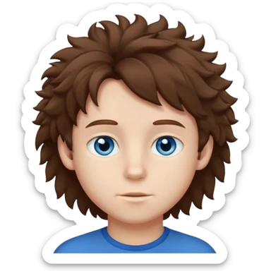 Brown hair and blue eyes boy that has fluffy hair sticker