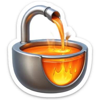 The crucible pours out metal. sticker