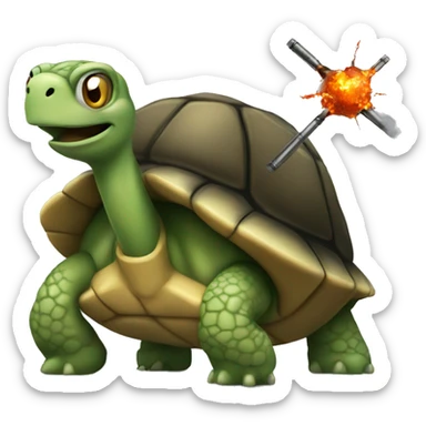 Turtle holding a bomb sticker