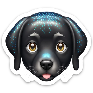 Black lab with sparkly metallic fur sticker