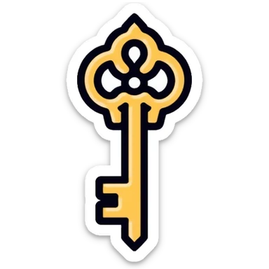 ultra minimal golden key, simplest possible shape sticker
