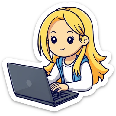 Blonde girl long hair pc laptop sticker
