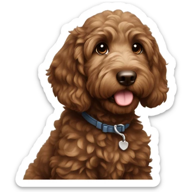 dark brown goldendoodle puppy sticker
