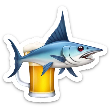Swordfish with a beer sticker