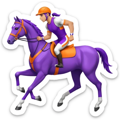 ok créée moi une emoticone simple pour une athletes d'endurance ( horse ) et un pour un endurance Horse - couleur dans ces tons violet et orange et blanc sticker