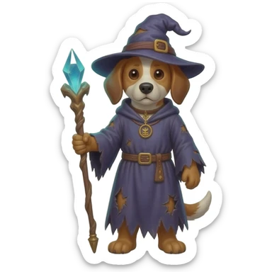 Dog wizard sticker