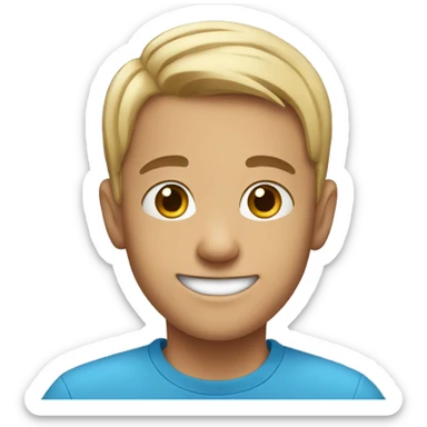 smiling boy in blue shirt less hair sticker