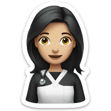 brunette girl wearing black scrubs sticker