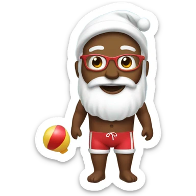 Santa in a bathing suit  sticker