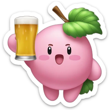 Kirby qui bois une bière sticker
