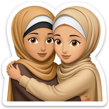 2 tanned hijabi best friends hugging each other  sticker