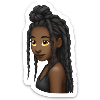 Black girl with long dreadlocks and a nose ring sticker